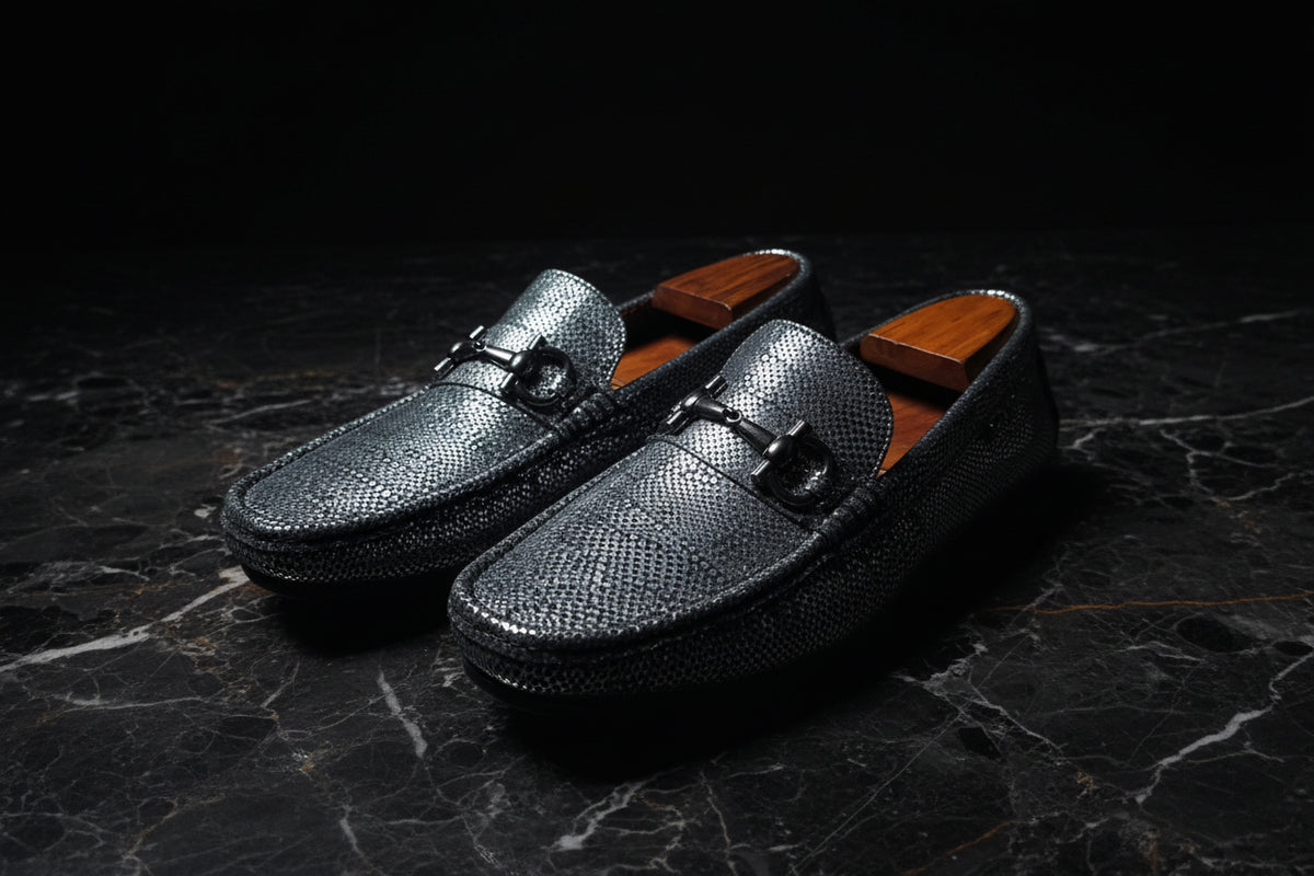 Alfredo Snake Silver Suede