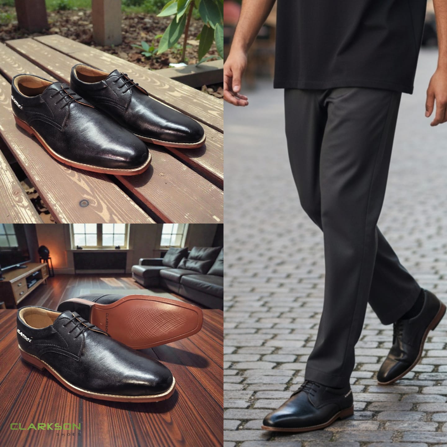 Derby Leather Black Lace