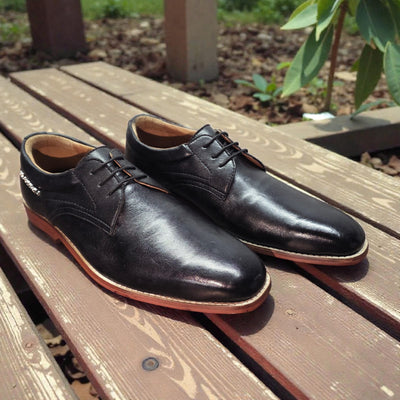 Derby Leather Black Lace